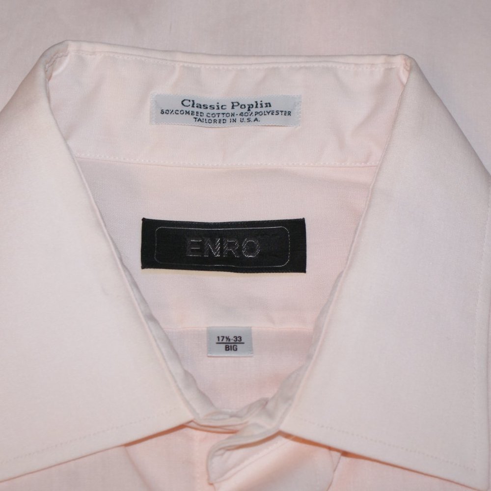 Double/French cuff Pink Classic Poplin Dress Shirt Size 17 1/2 - 33 Big by Enro